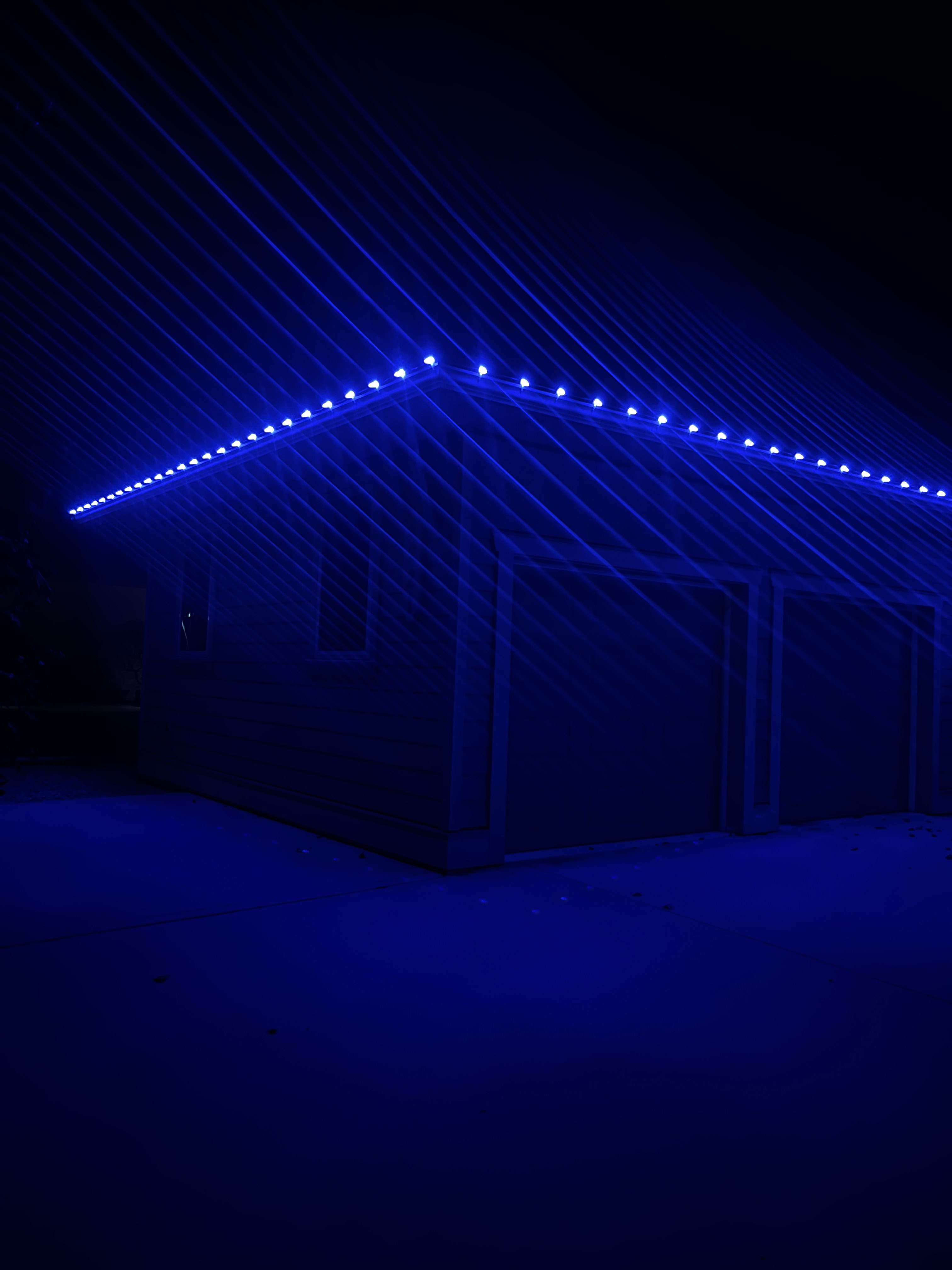 Blue holiday lights Sechelt Sunshine Coast BC